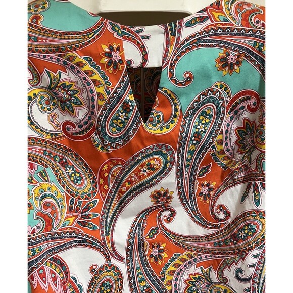 Anne Klein Retro Colorful Paisley Spring Sleeveless Shift Dress Pockets U - Picture 2 of 6